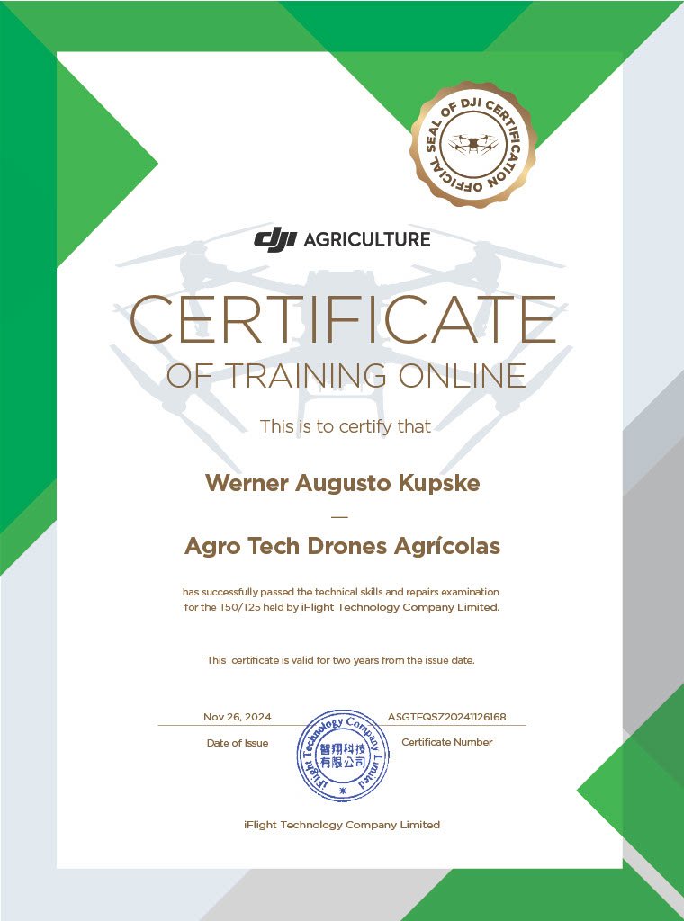 CERTIFICADO AGRO TECH DRONES AGRICOLAS